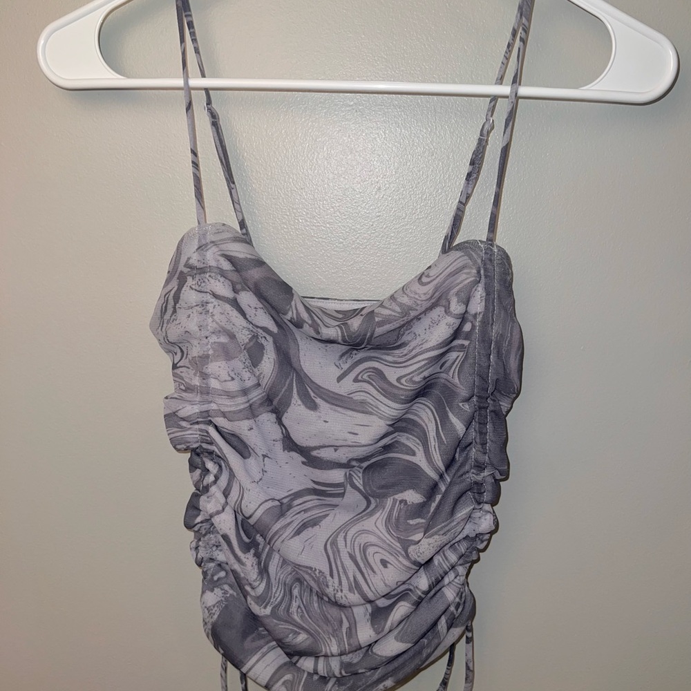 Gray cinched tank top